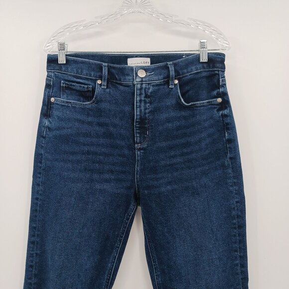 Loft High Waist Flare Crop Jeans Size 10/30 Dark Wash Made and Loved - Picture 4 of 16